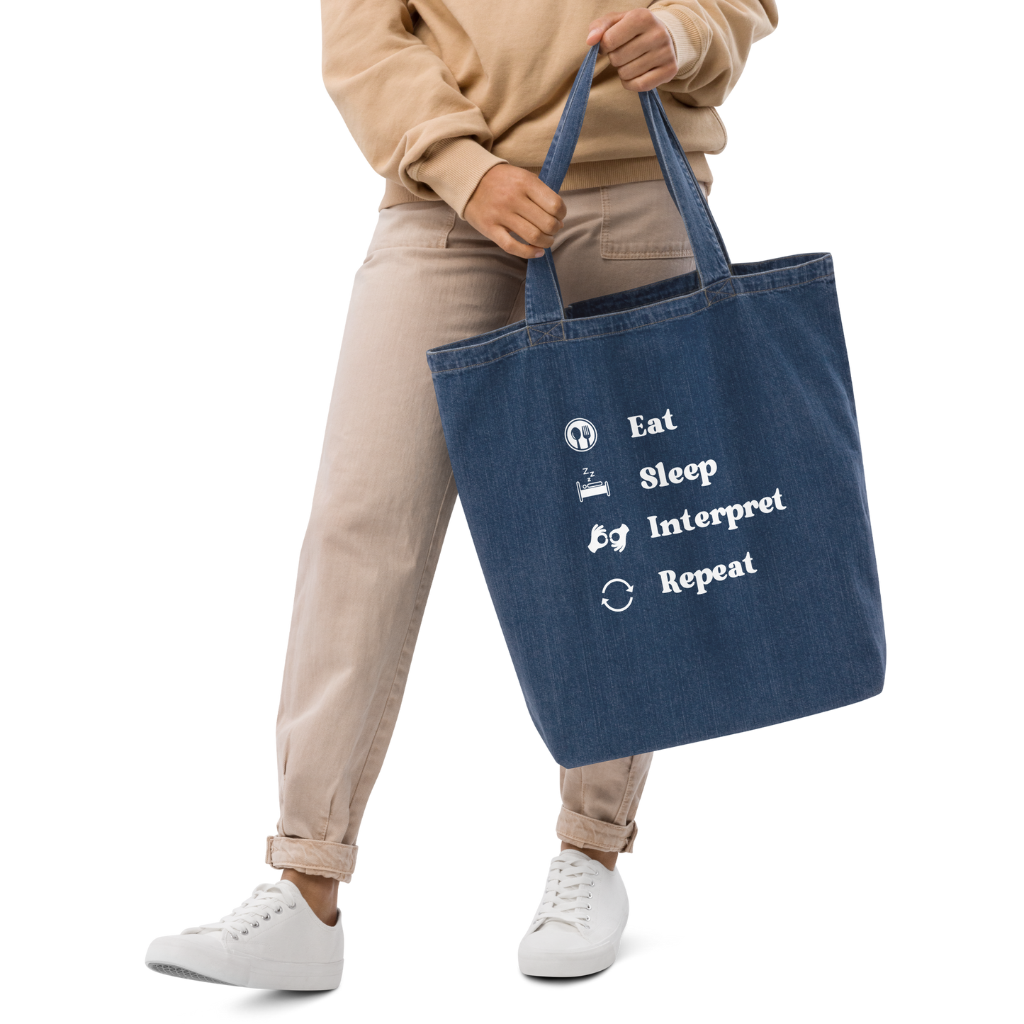 Sign Language Interpreter Organic Denim Tote Bag